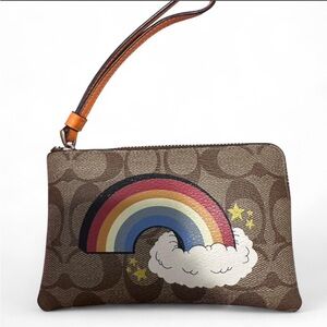 Coach Rainbow Signature Wristlet – Brown Monogram ✨🌈